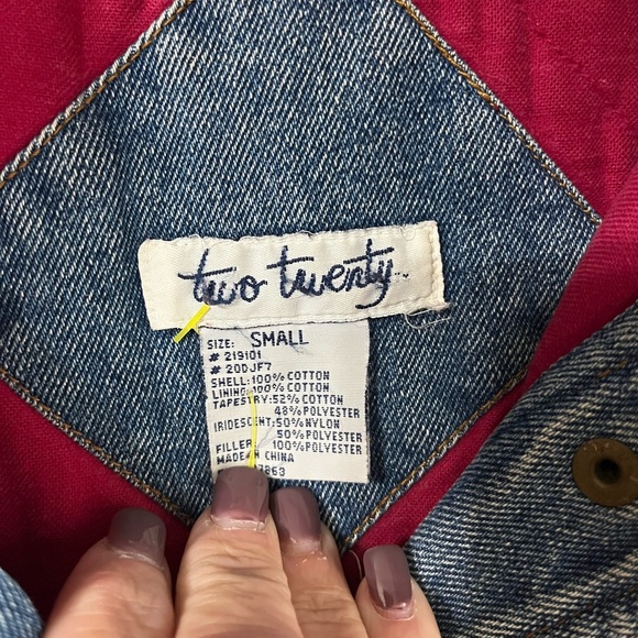 Vintage 80s 90s Two Twenty Denim Tapestry Jeans Coat Jacket Small - Picture 8 of 12